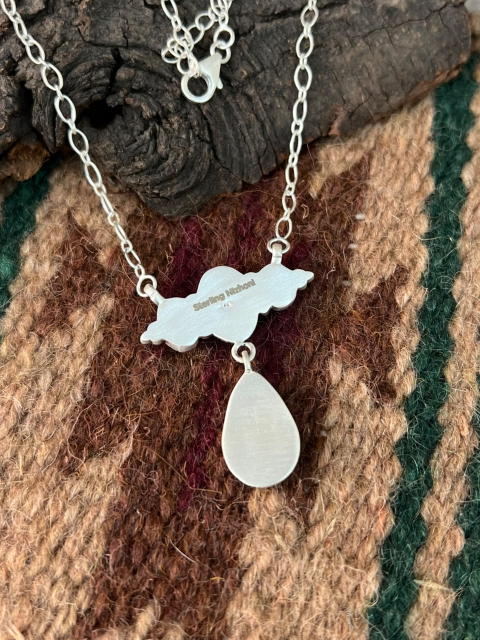 Handmade Sterling Silver Sonoran Mountain with Golden Hills Turquoise Necklace Signed Nizhoni