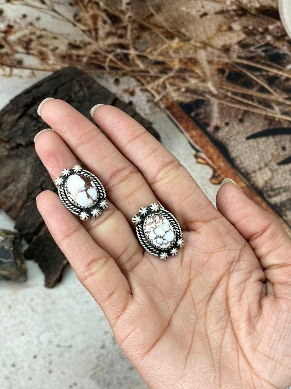 Handmade Sterling Silver Wildhorse Magnesite Adjustable Ring "Signed Nizhoni"