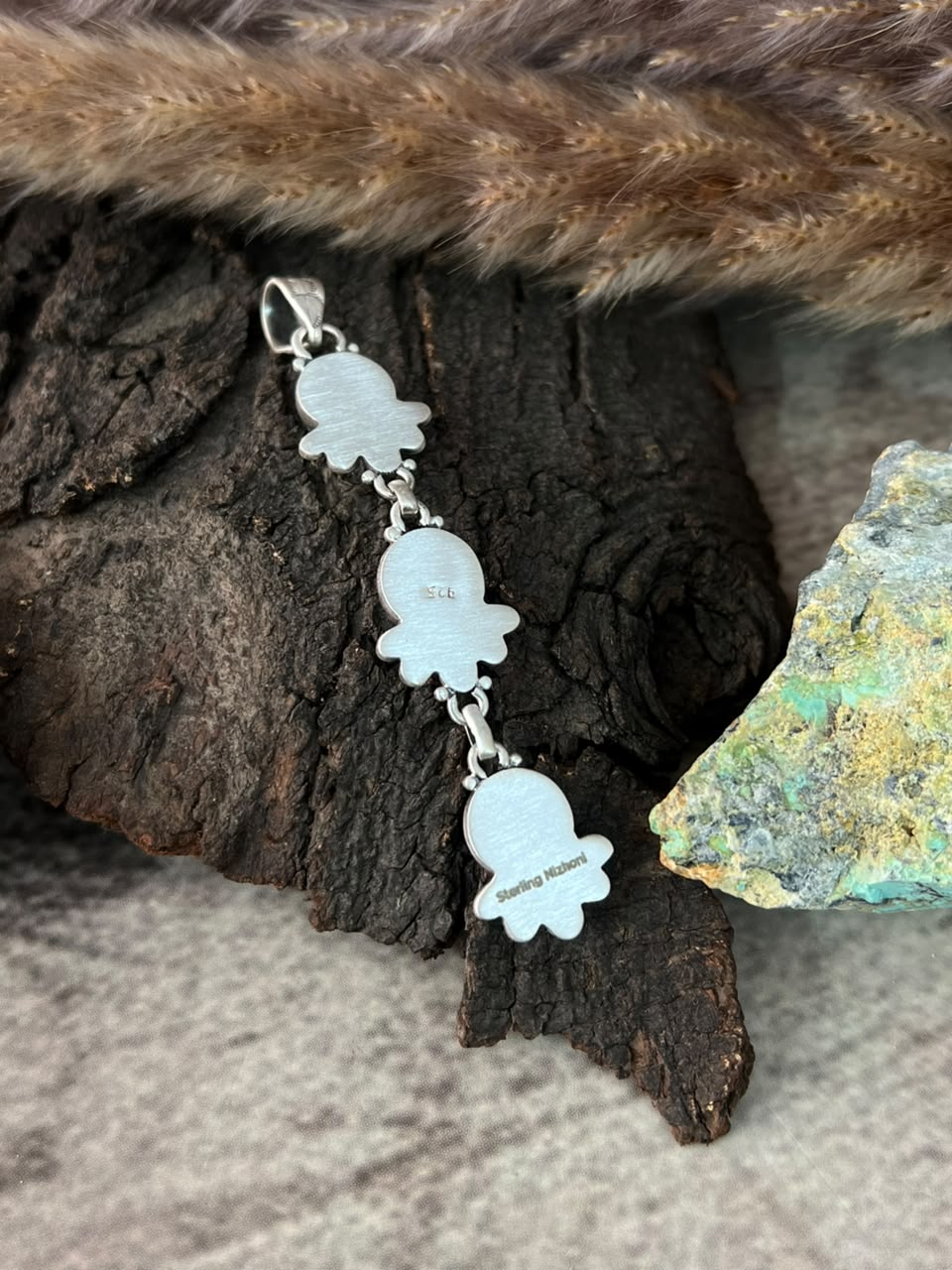 Handmade Sterling Silver Kingman Turquoise Pendant Signed Nizhoni