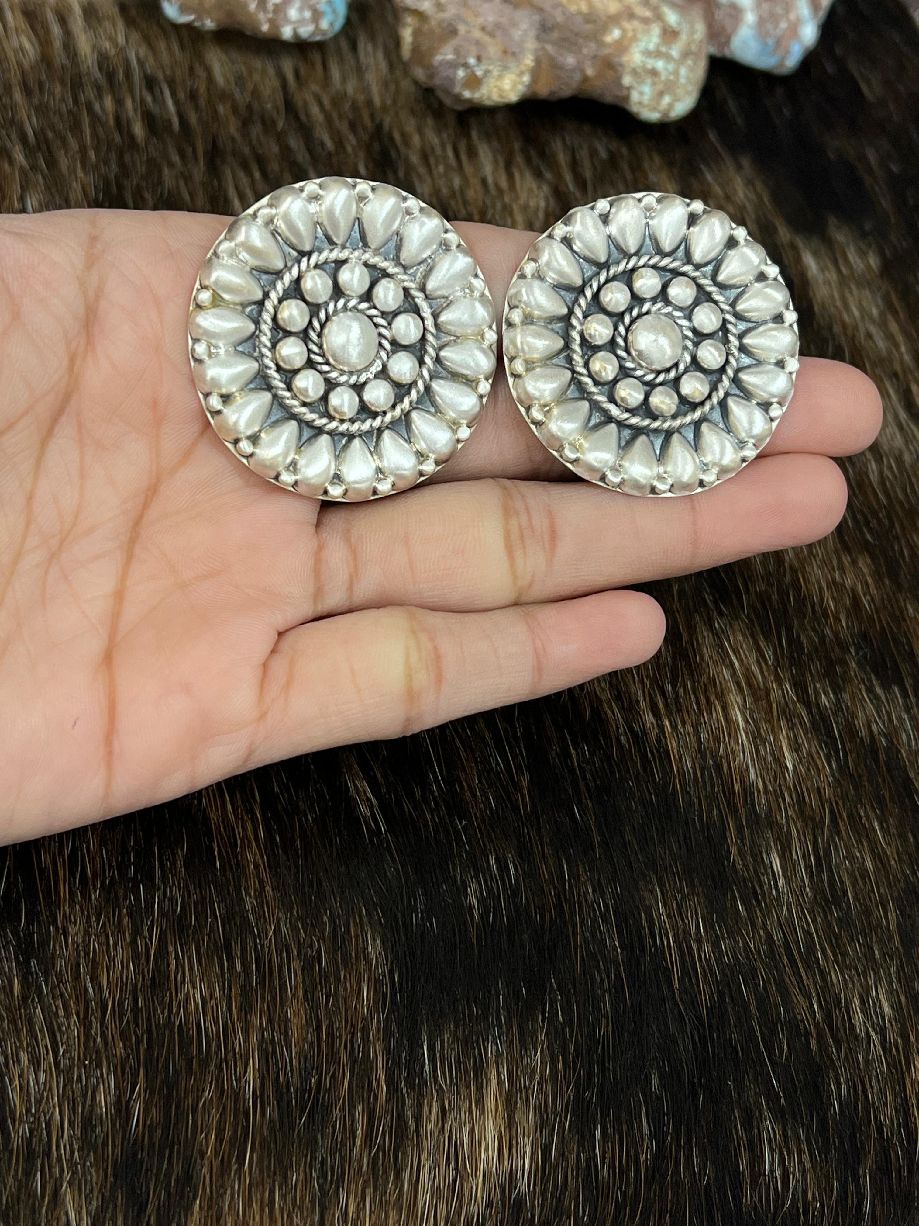 Handmade Sterling Silver Post Studs with Signed Nizhoni