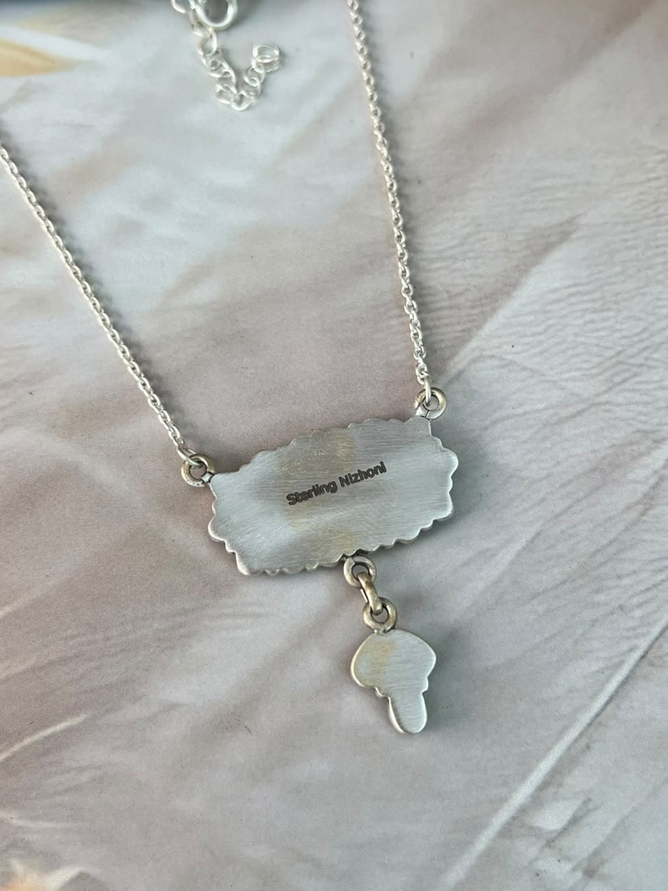 Handmade Sterling Silver Kingman Turquoise Necklace Signed Nizhoni