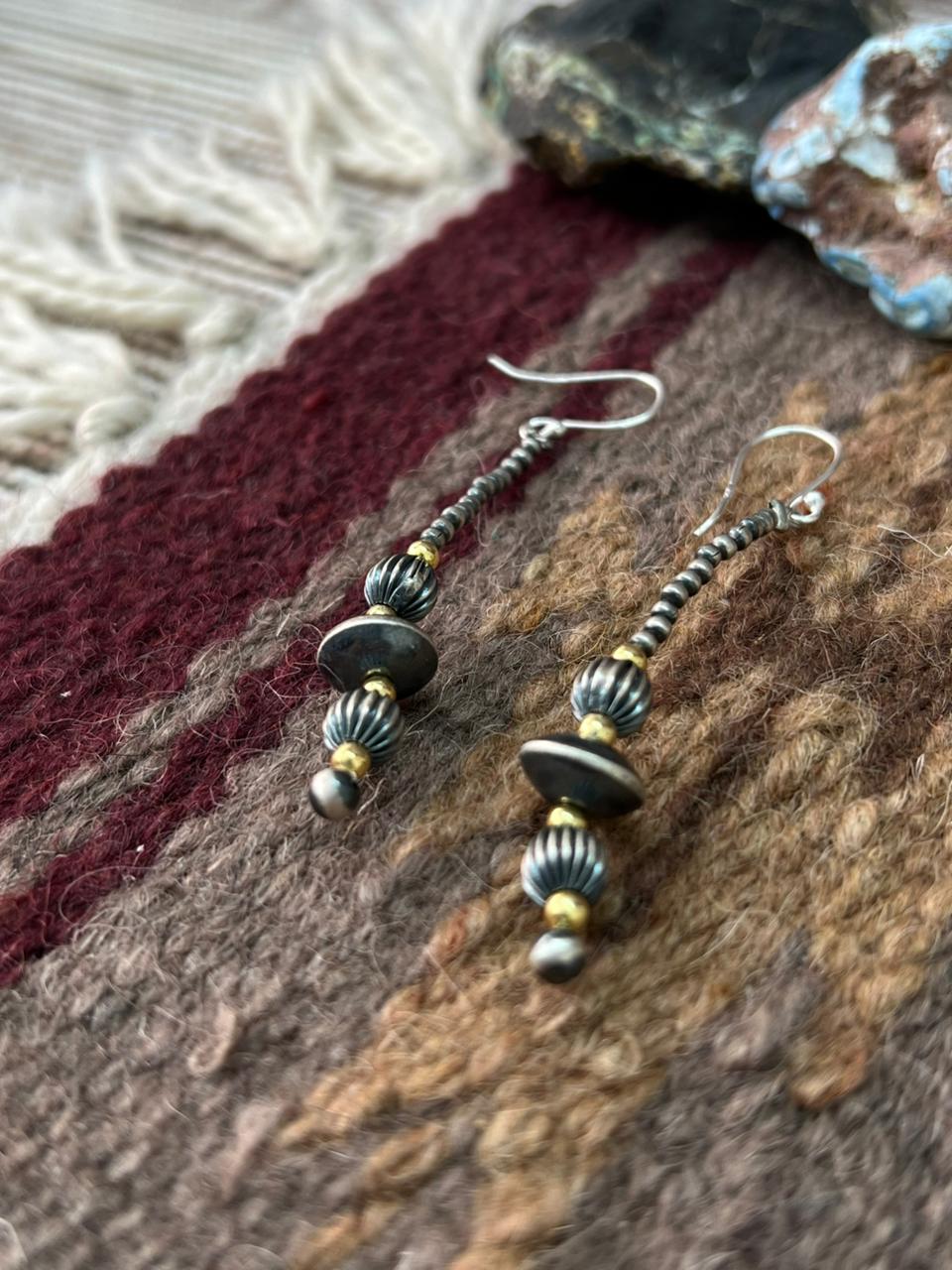 Handmade Sterling Silver Hook Dangle Beaded Earrings