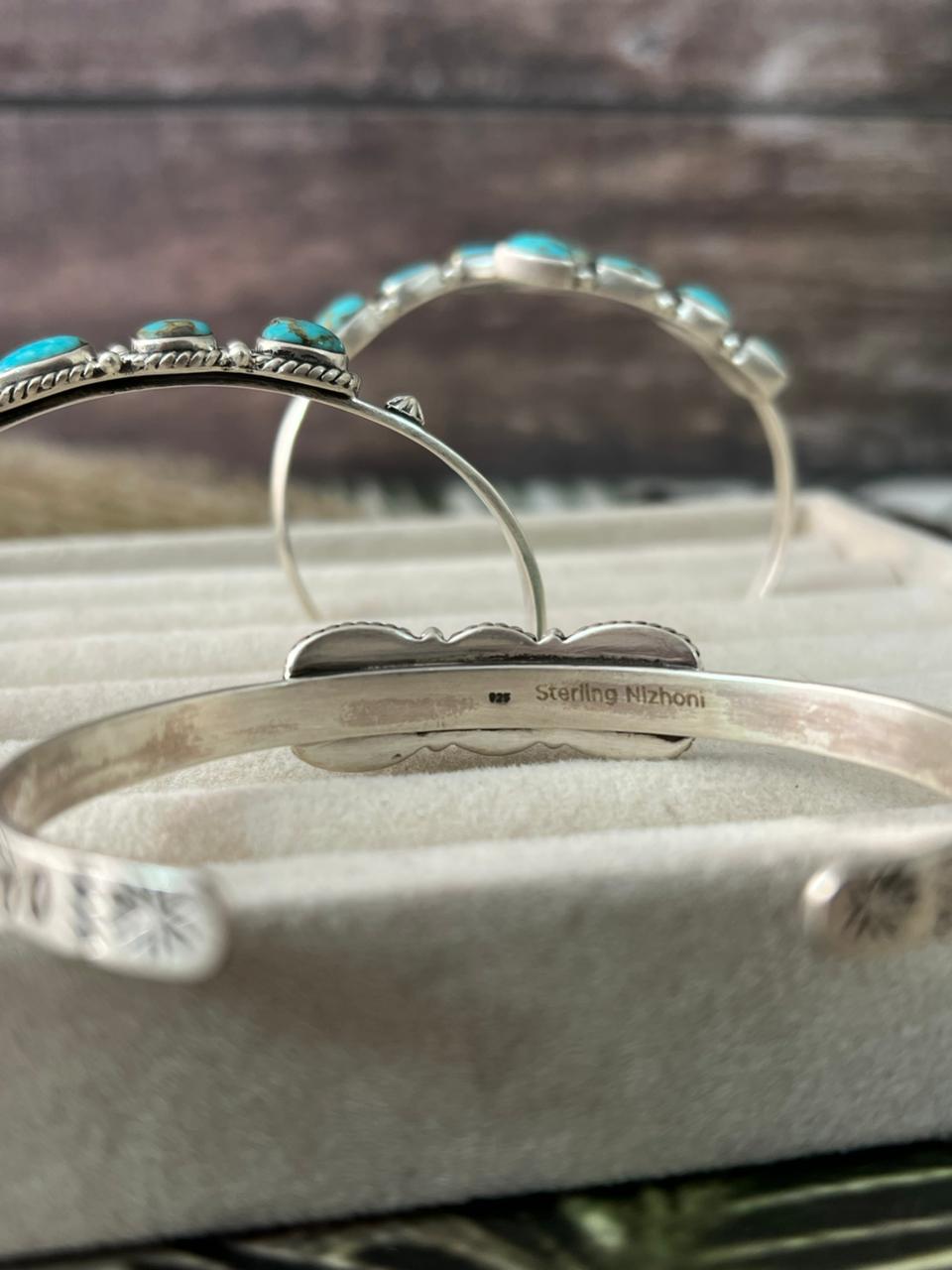 Handmade Sterling Silver Santa Maria Turquoise Bracelet "Signed Nizhoni"