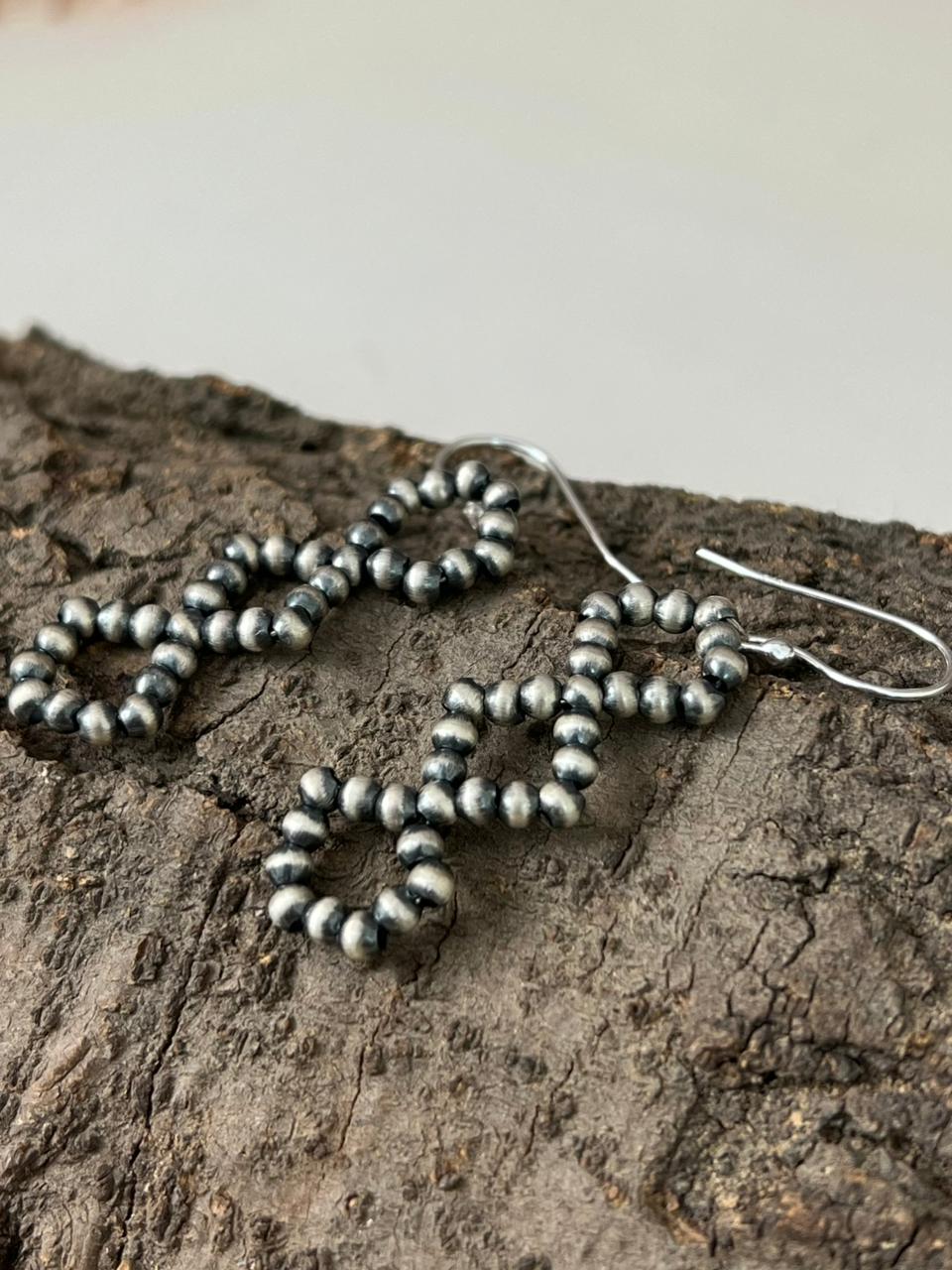 Handmade Sterling Silver Beaded Hook Dangle Earrings