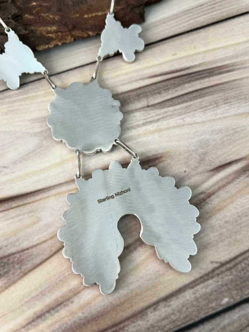 Handmade Sterling Silver Cotton Candy with Palomino and Sierra Bella Turquoise Necklace Signed Nizhoni