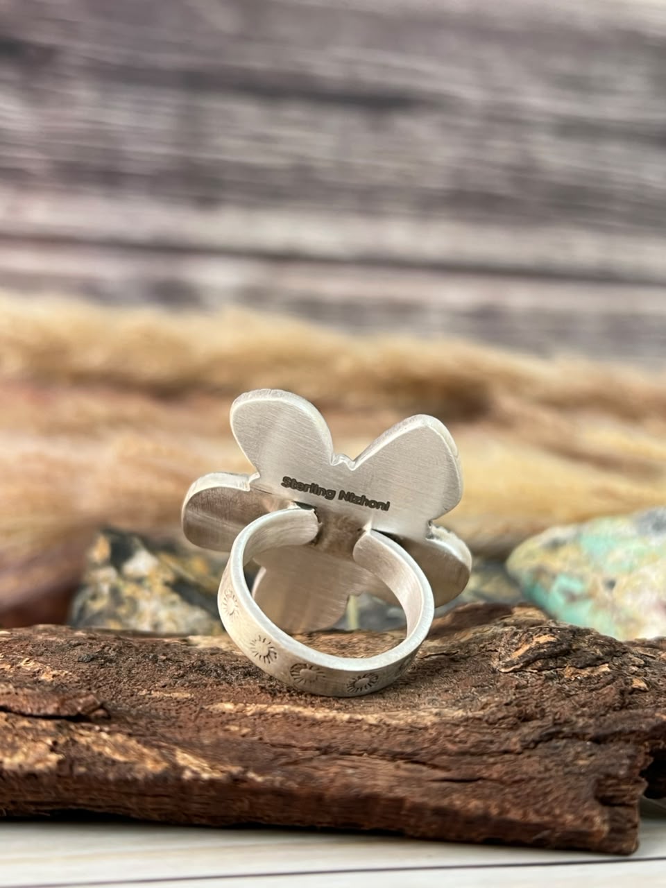 Handmade Sterling Silver Hardy Pit Adjustable Ring Signed Nizhoni