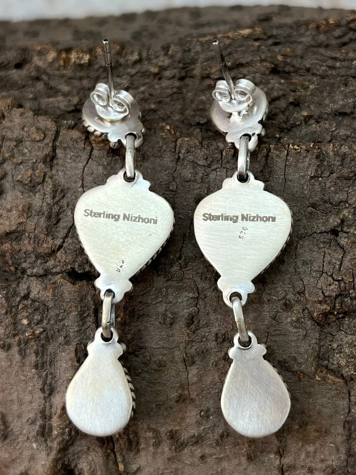 Handmade Sterling Silver Hot Pink Post Dangle Earrings "Signed Nizhoni"