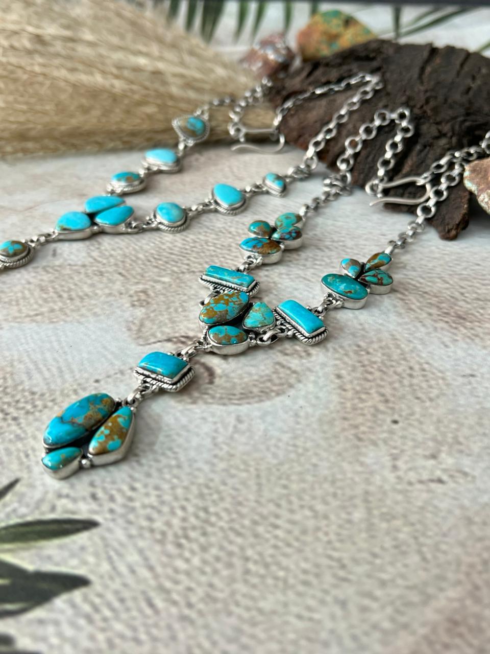 Handmade Sterling Silver Santa Maria Turquoise Necklace "Signed Nizhoni"