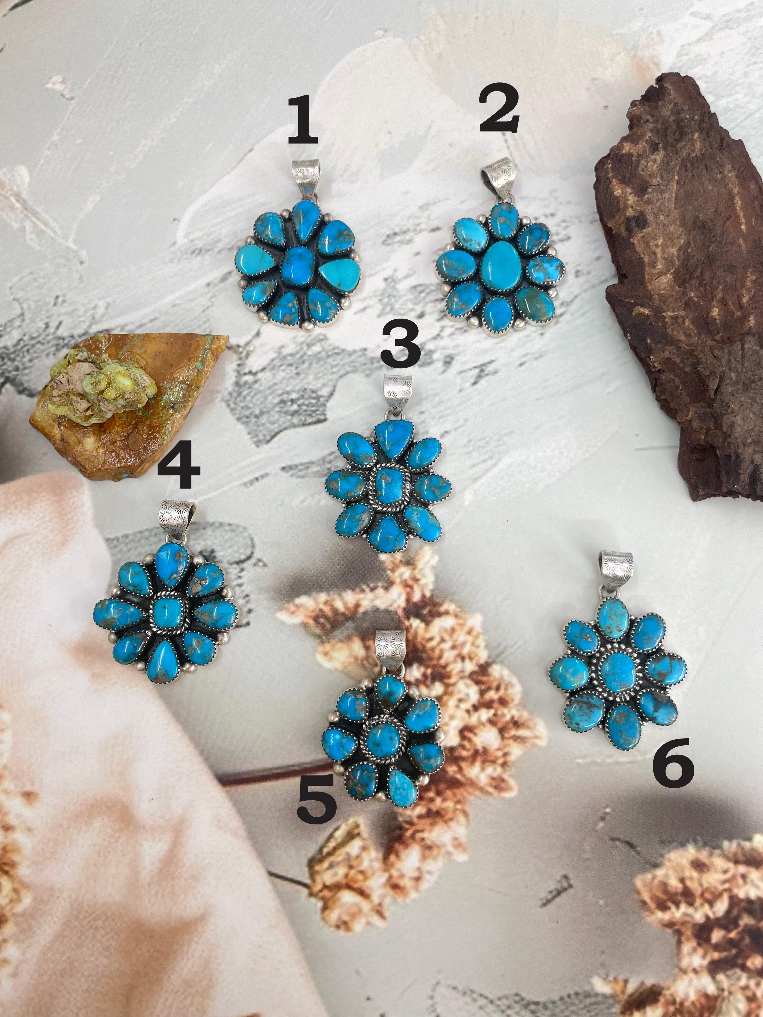 Handmade Sterling Silver Kingman Turquoise Pendant "Signed Nizhoni"