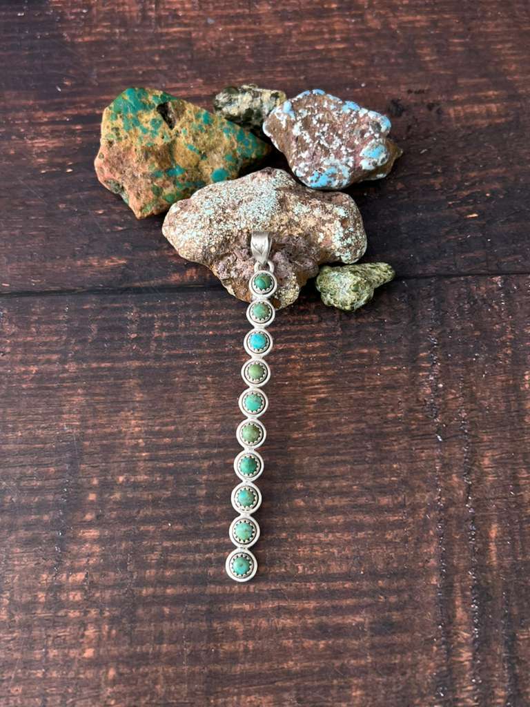 Handmade Sterling Silver Kingman Turquoise Pendant "Signed Nizhoni"