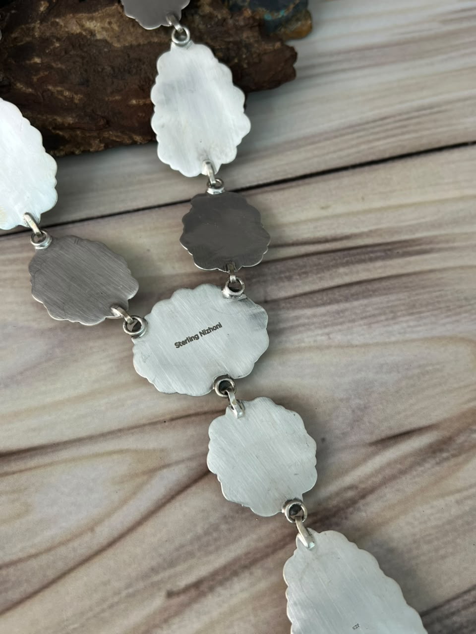 Handmade Sterling Silver Gem Silica Collection: Necklace Signed Nizhoni