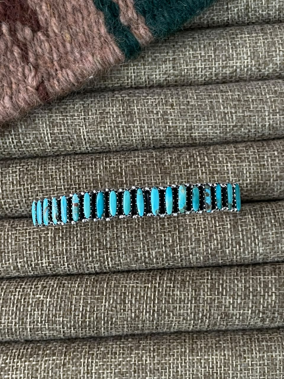 Handmade Sterling Silver Kingman Turquoise Cuff Bracelet Signed Nizhoni