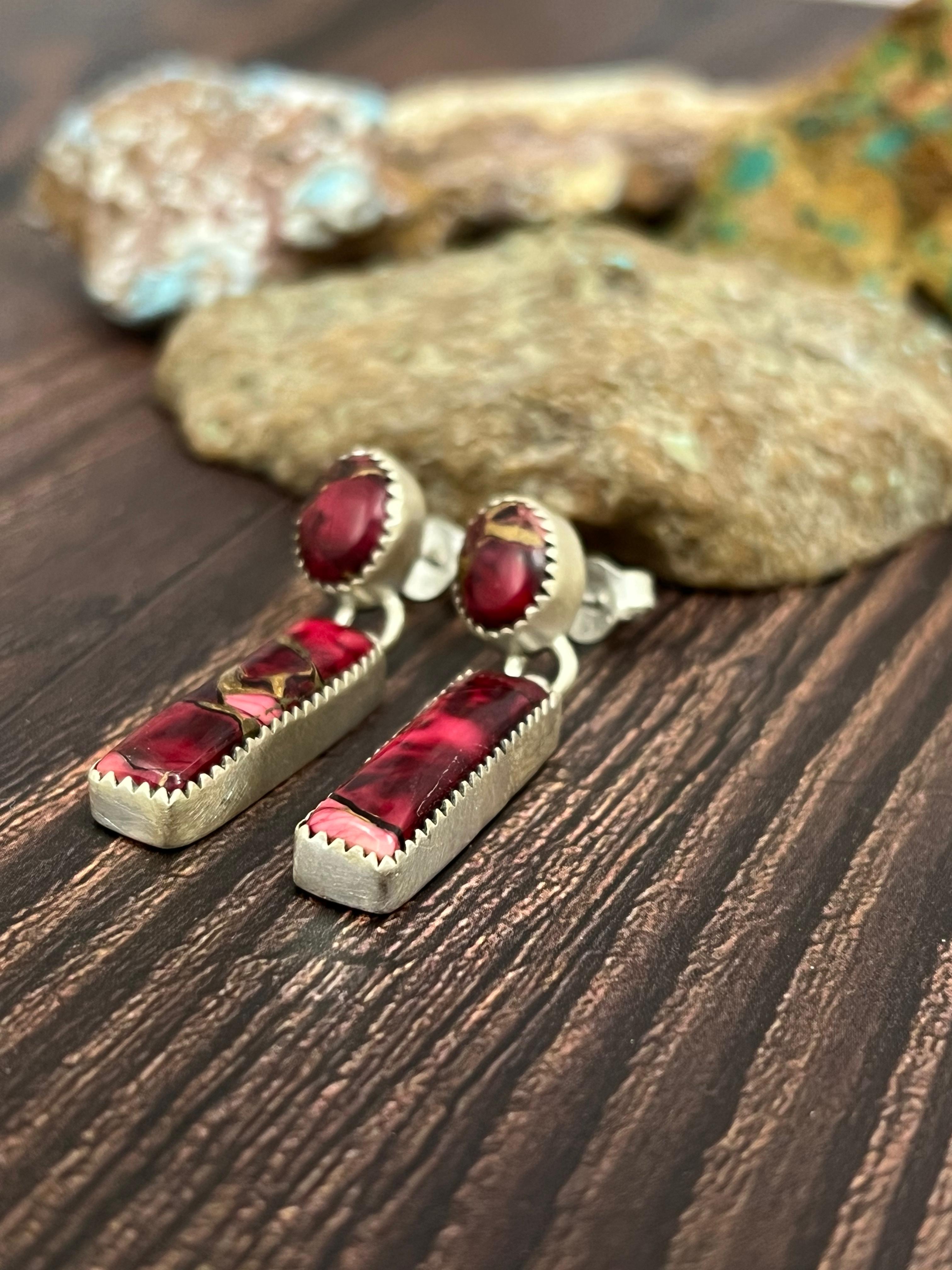 Handmade Sterling Silver Dahlia Rose Post Studs with Signed Nizhoni