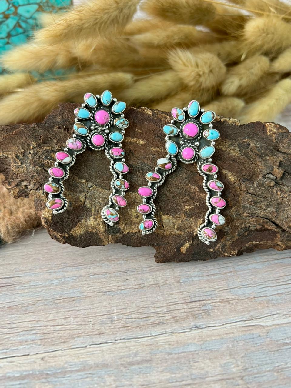 Handmade Sterling Silver Cotton Candy Post Earrings "Signed Nizhoni"