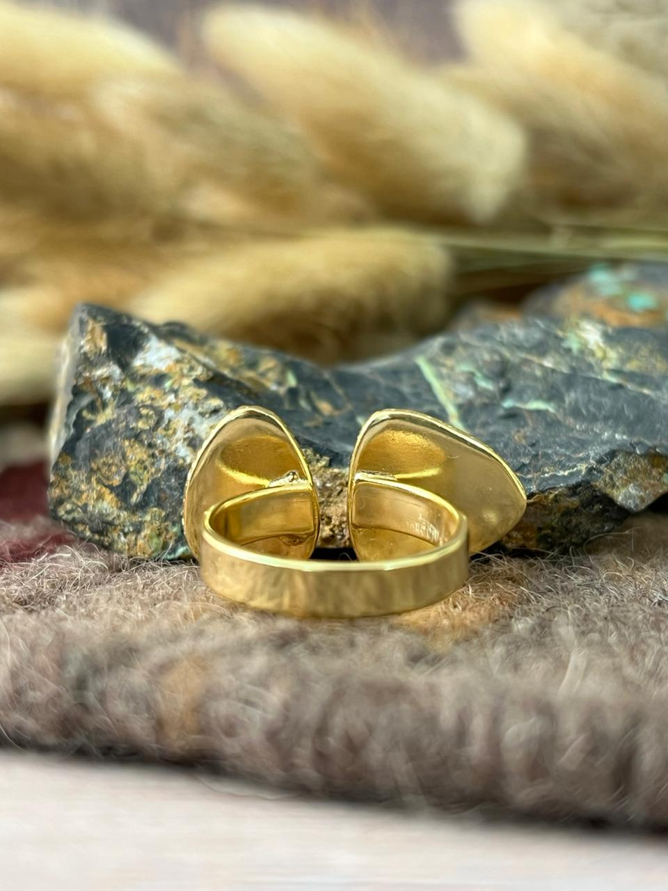 “The Golden Collection” Natural Golden Hills Turquoise Adjustable Ring