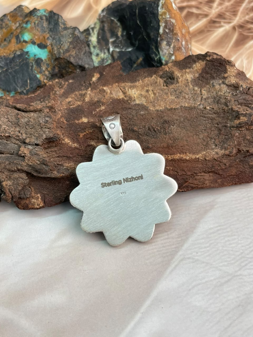 Handmade Sterling Silver Christmas Dahlia Collection: Pendant Signed Nizhoni
