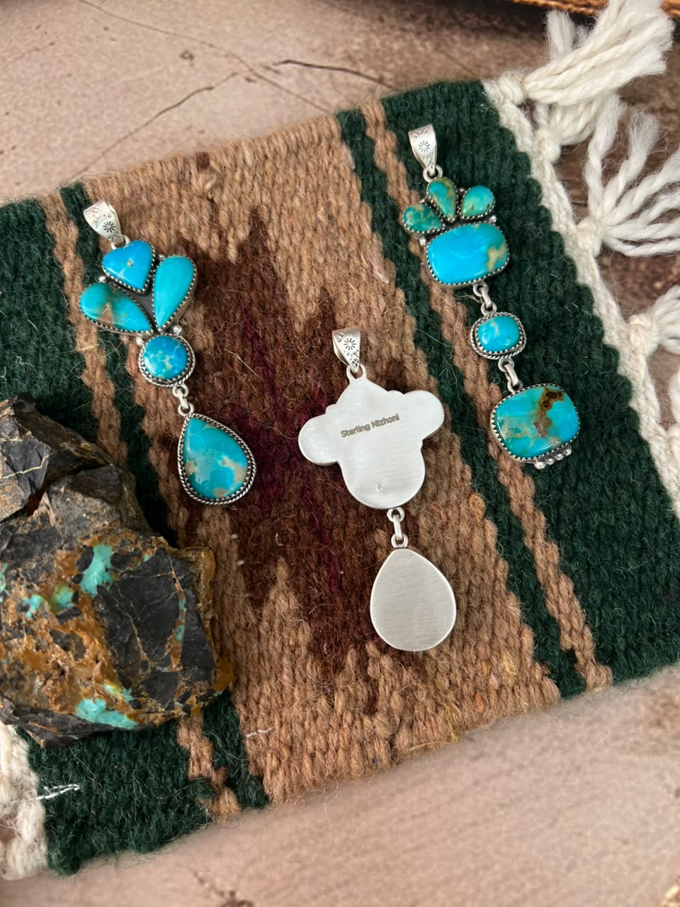 Handmade Sterling Silver Hardy Pit Collection: Pendant Signed Nizhoni