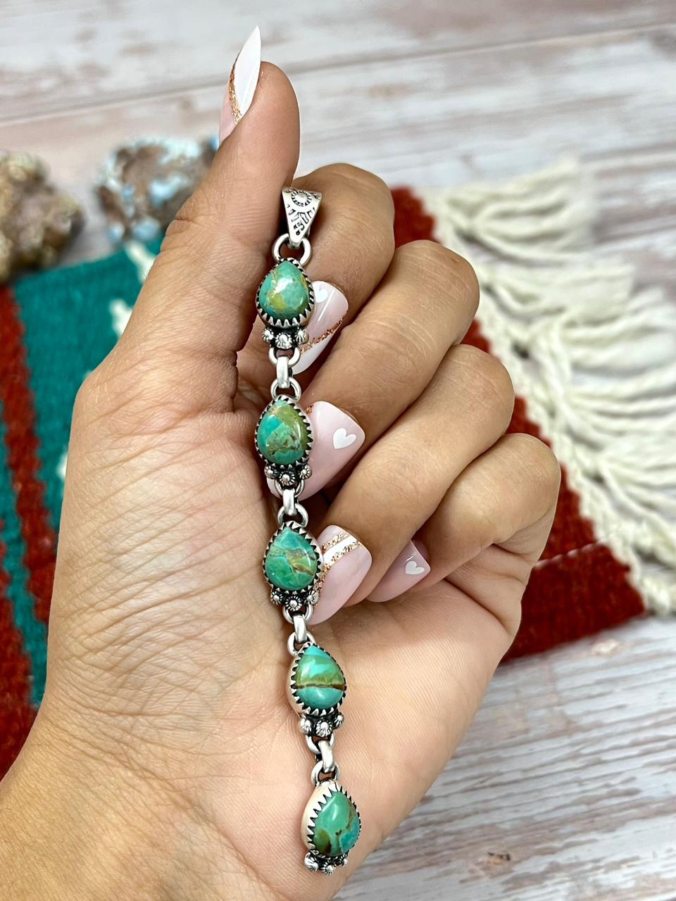 Handmade Sterling Silver Kingman Turquoise Pendant "Signed Nizhoni"