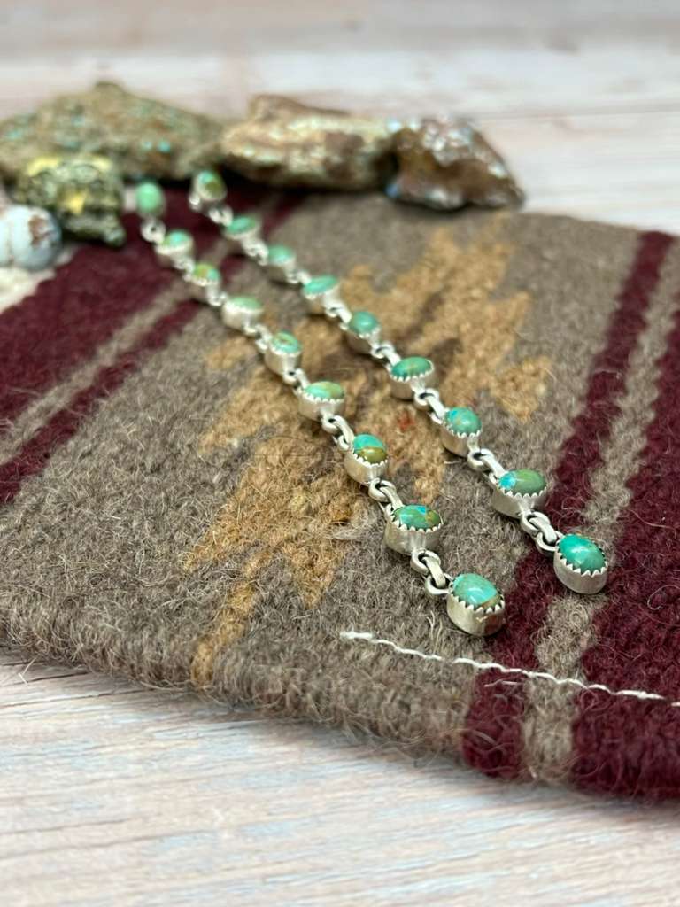 Handmade Sterling Silver Kingman Turquoise Post Dangle Earrings "Signed Nizhoni"