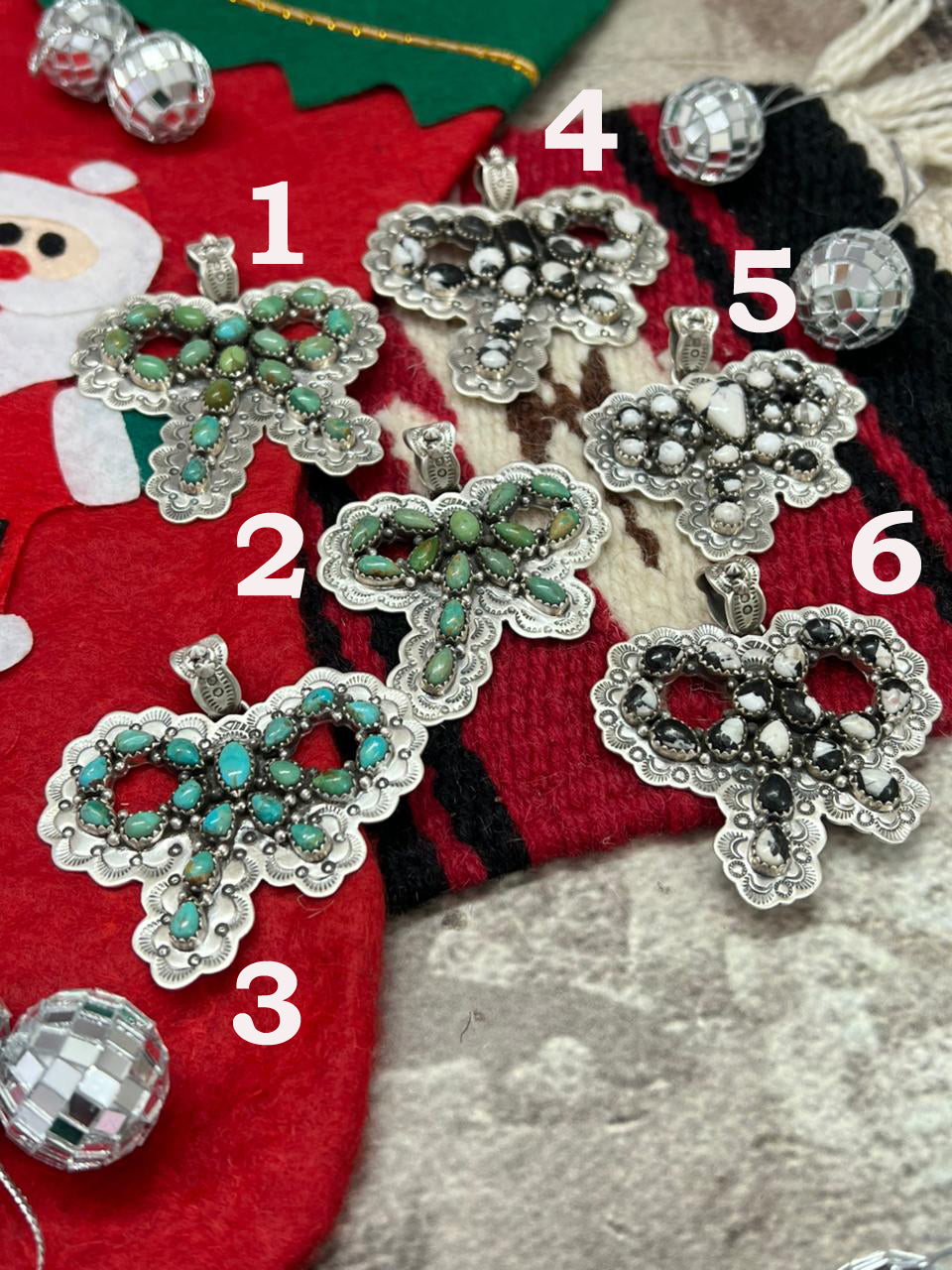 "Christmas Collection" Handmade Sterling Silver Kingman Turquoise, White Buffalo Pendant " Signed Nizhoni"