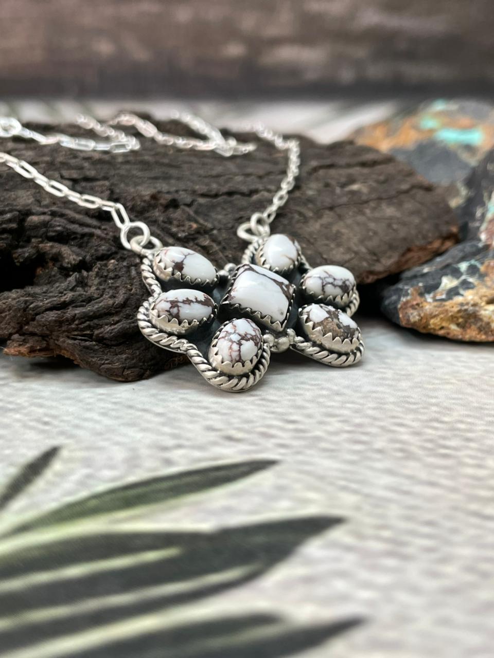 Handmade Sterling Silver Wildhorse Magnesite Necklace "Signed Nizhoni"