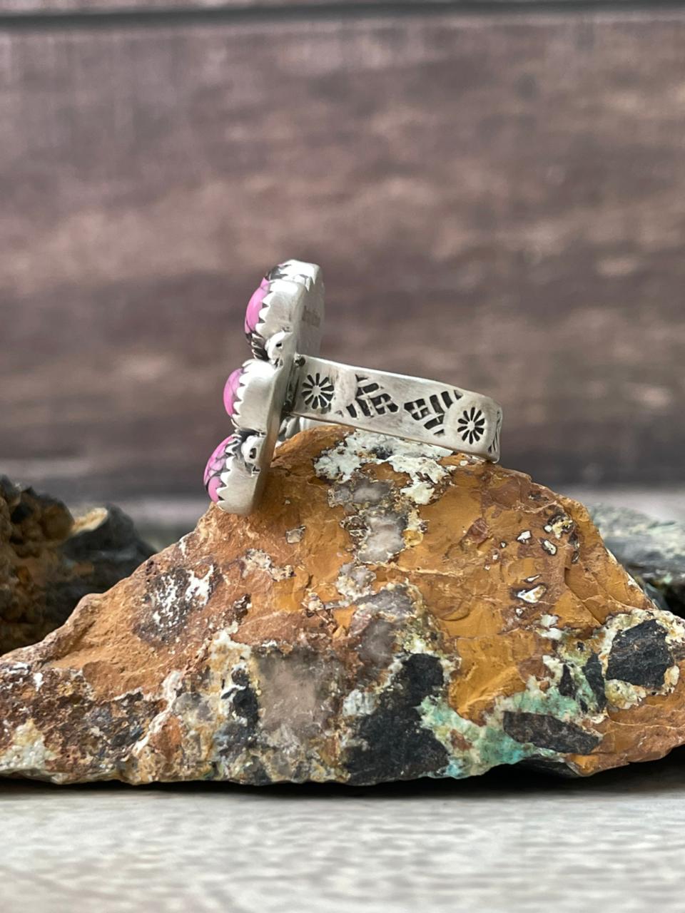 Handmade Sterling Silver Cherry Blossom Naja Adjustable Ring "Signed Nizhoni"