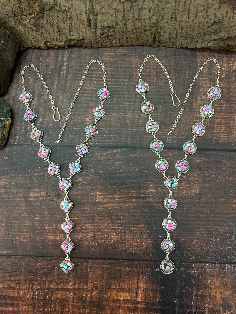 Handmade Sterling Silver Cotton Candy Necklace "Signed Nizhoni"