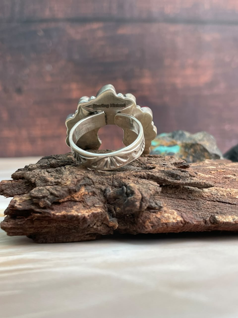 Handmade Sterling Silver Christmas Dahlia Collection: Adjustable Naja Ring Signed Nizhoni