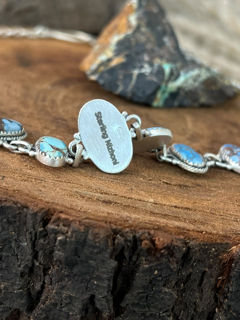 Handmade Sterling Silver Golden Hills Turquoise Choker Necklace Signed Nizhoni