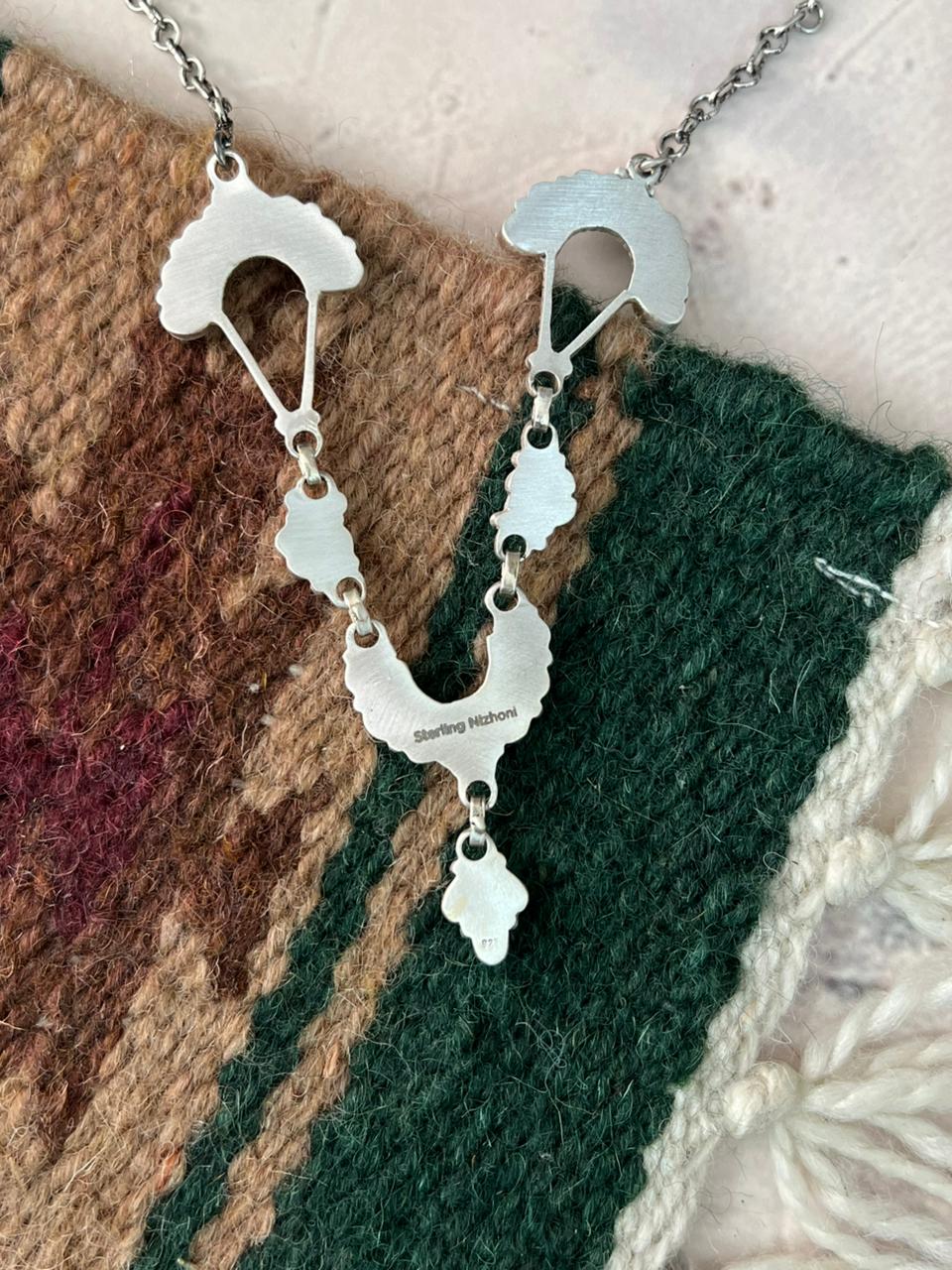 Handmade Sterling Silver Kingman Turquoise Necklace Signed Nizhoni (7)