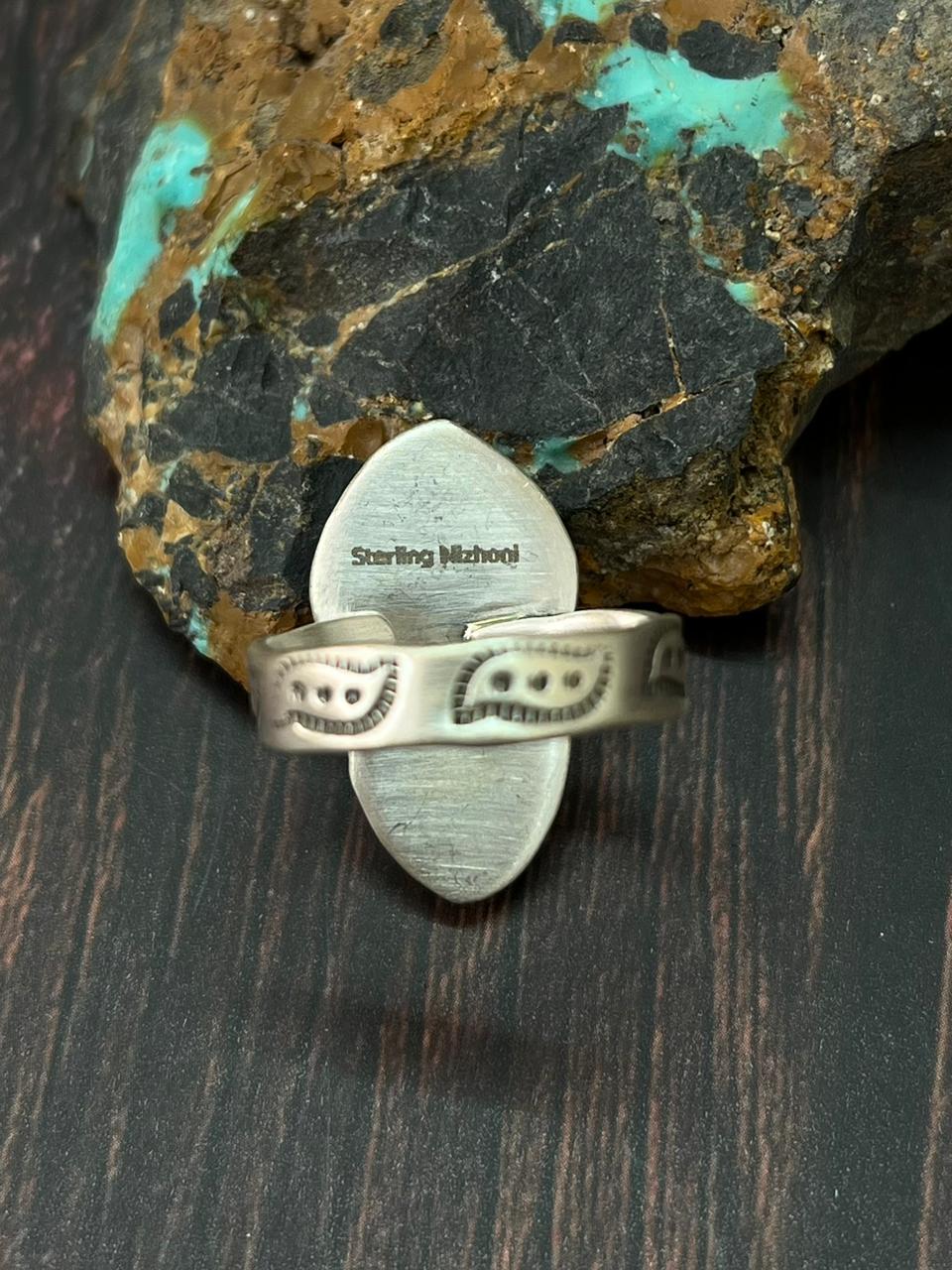 Handmade Sterling Silver Hot Pink Heart Shape Adjustable Ring "Singed Nizhoni"