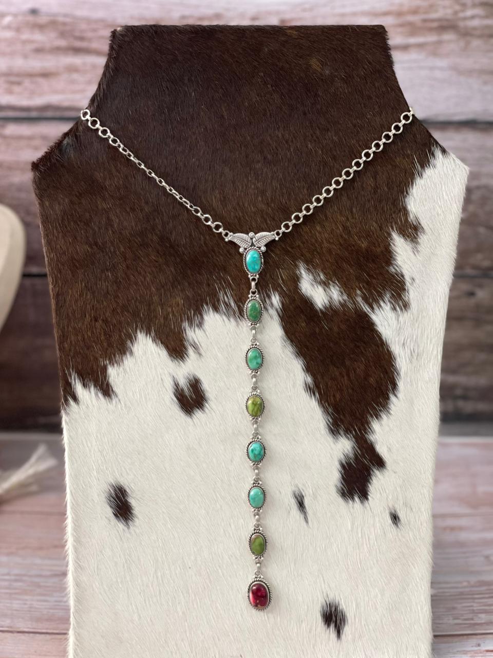 Handmade Sterling Silver Dahlia Rose with Emerald Valley Turquoise Necklace "Signed Nizhoni"