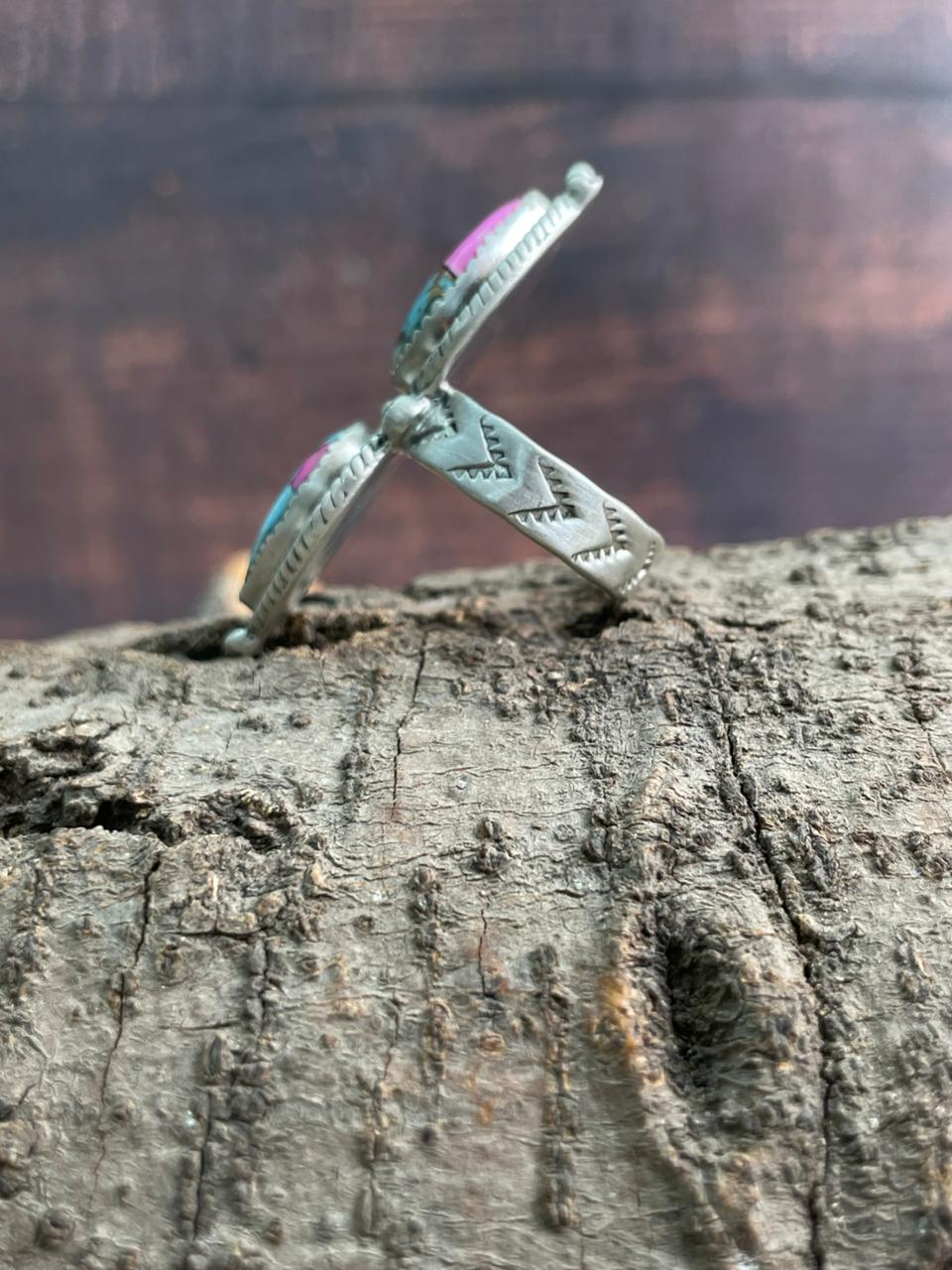 Handmade Sterling Silver Cotton Candy Adjustable Ring "Signed Nizhoni"