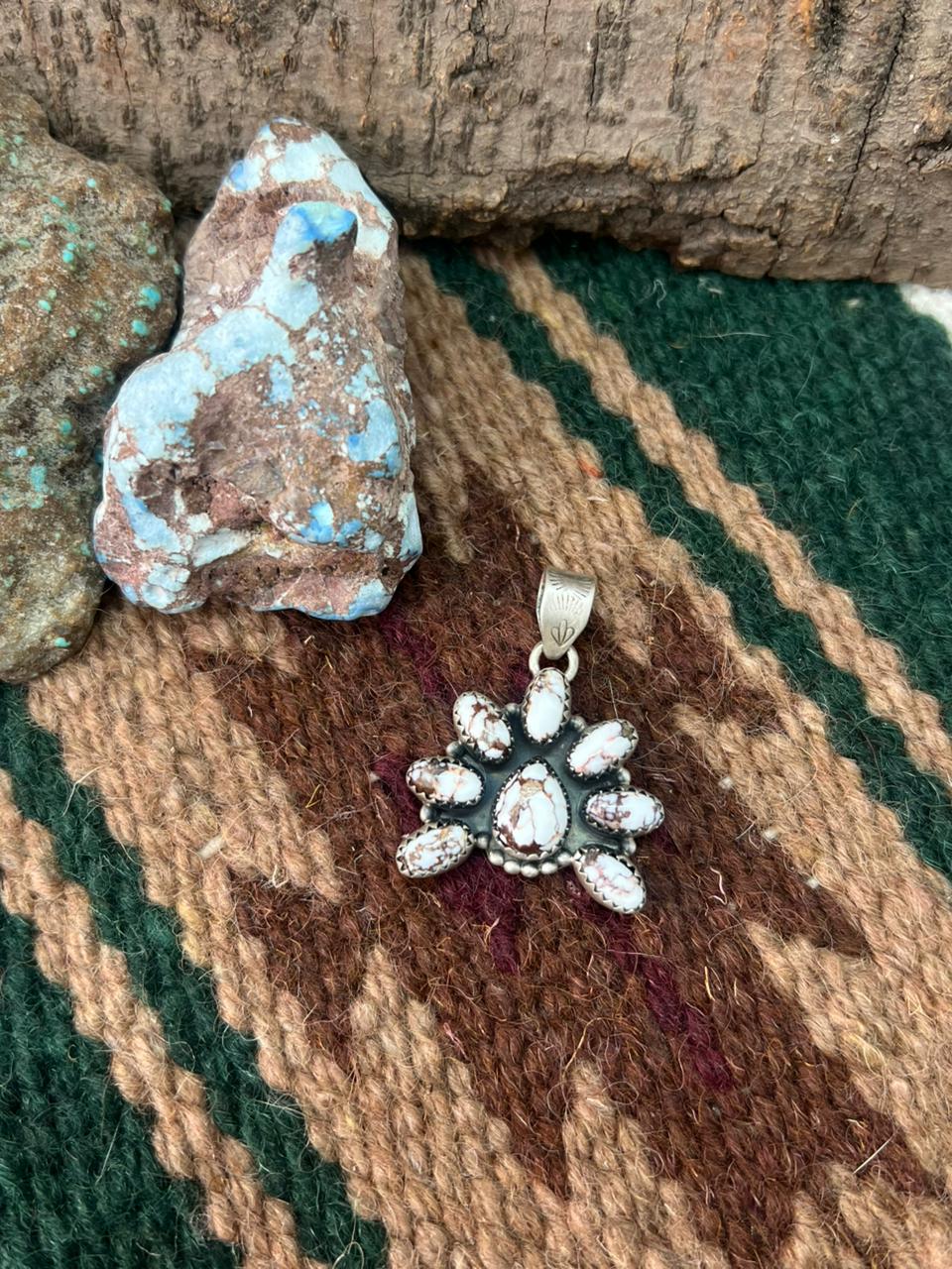 Handmade Sterling Silver Wildhorse Magnesite Pendant "Signed Nizhoni"