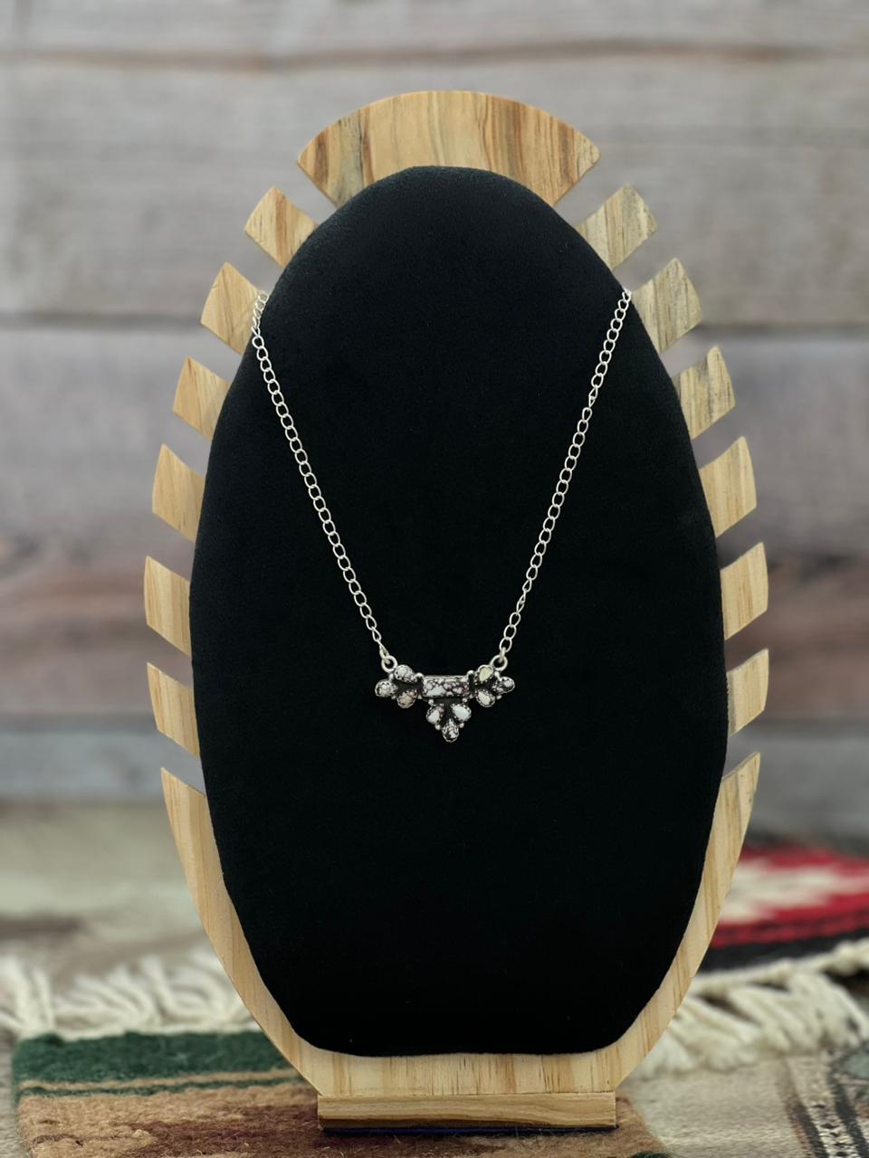 Handmade Sterling Silver Wild Horse Magnesite Necklace "Signed Nizhoni"