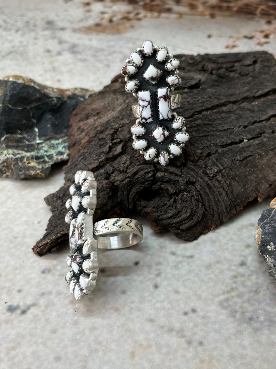 Handmade Sterling Silver Wildhorse Magnesite Adjustable Ring "Signed Nizhoni"