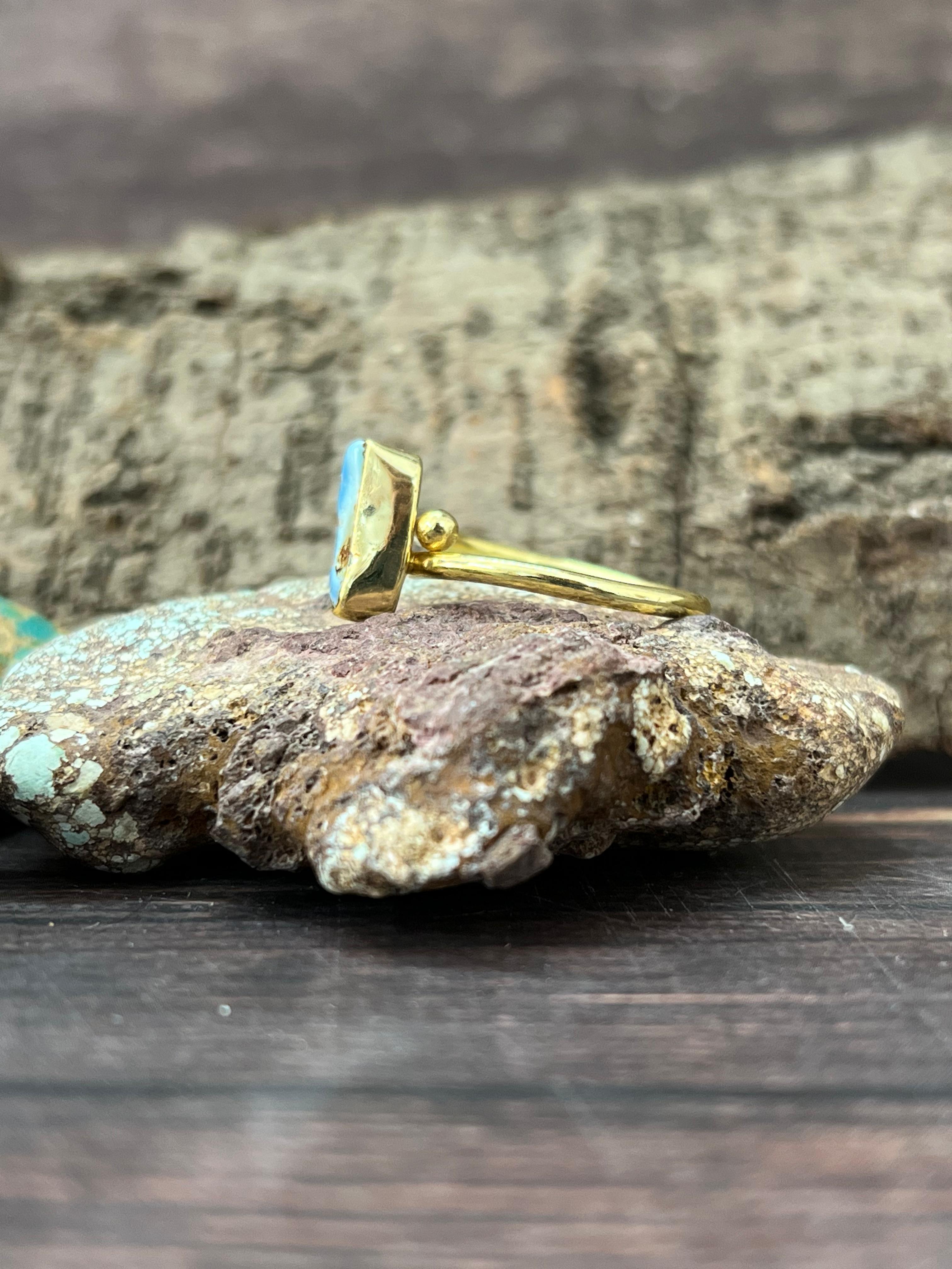 “The Golden Collection” Natural Golden Hills Turquoise Adjustable Stacker Delicate Ring