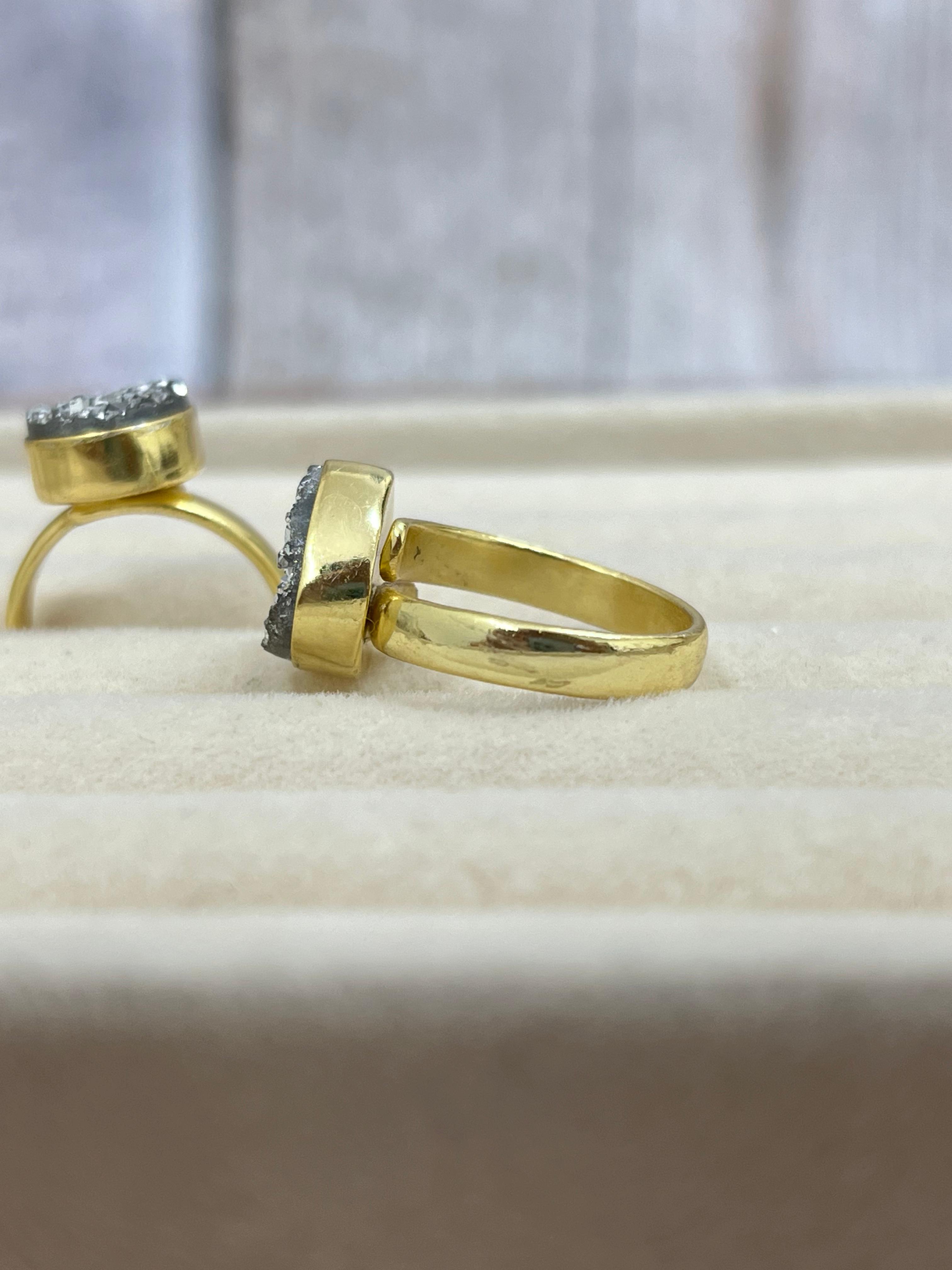 “The Boho Collection” Handmade Natural Silver Druzy Adjustable Ring