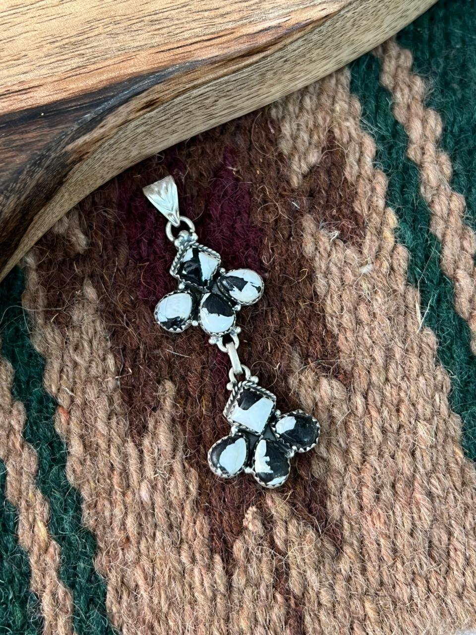 Handmade Sterling Silver White Buffalo Pendant "Signed Nizhoni"