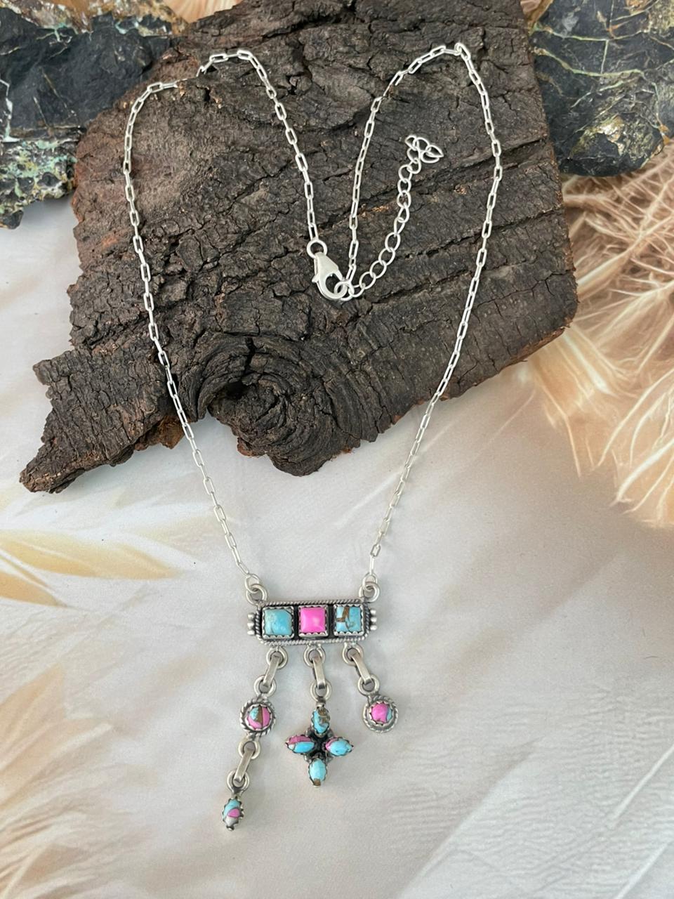 Handmade Sterling Silver Cotton Candy Necklace "Signed Nizhoni"