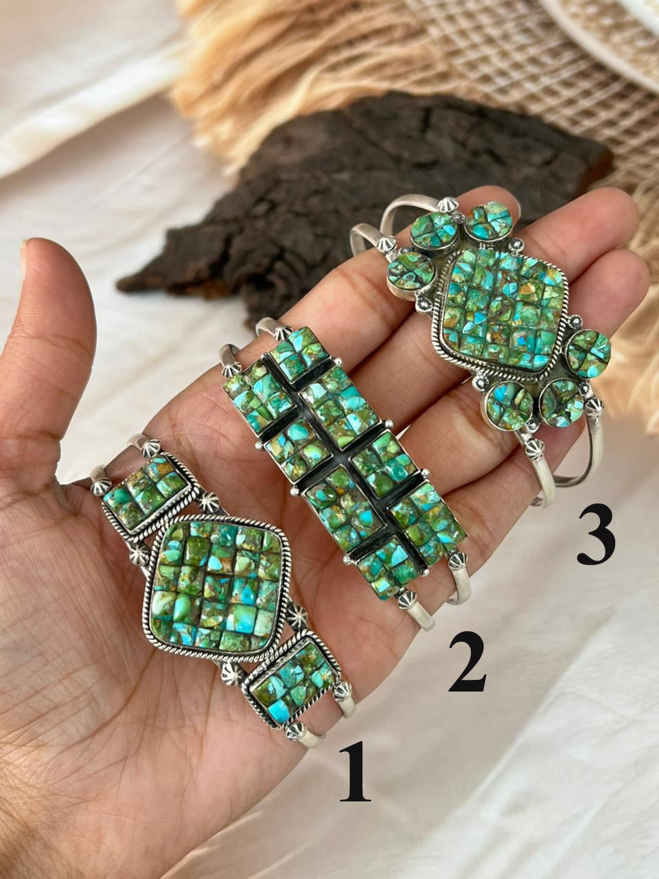 Handmade Sterling Silver Sonoran Cobble Collection: Sonoran Mountain Turquoise Cuff Bracelet "Signed Nizhoni"