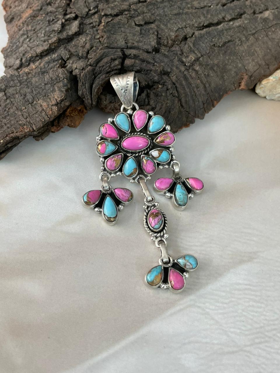Handmade Sterling Silver Cotton Candy Pendant "Signed Nizhoni" (8)