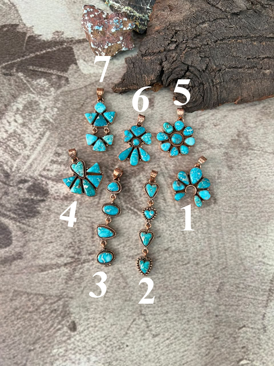 Handmade White Water Turquoise Copper Collection: Pendant Signed Nizhoni