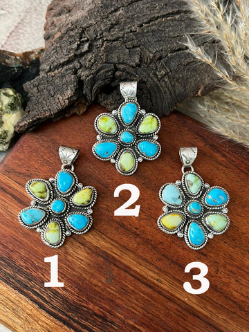 Handmade Sterling Silver Sierra Bella with Palomino Turquoise Collection: Pendant "Signed Nizhoni"