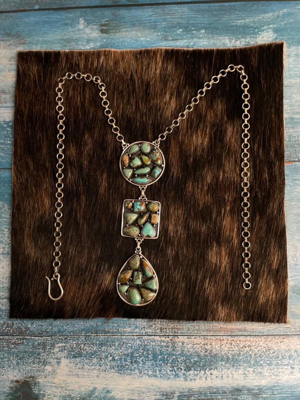 Handmade Sterling Silver Baja Turquoise Collection: Necklace "Signed Nizhoni"