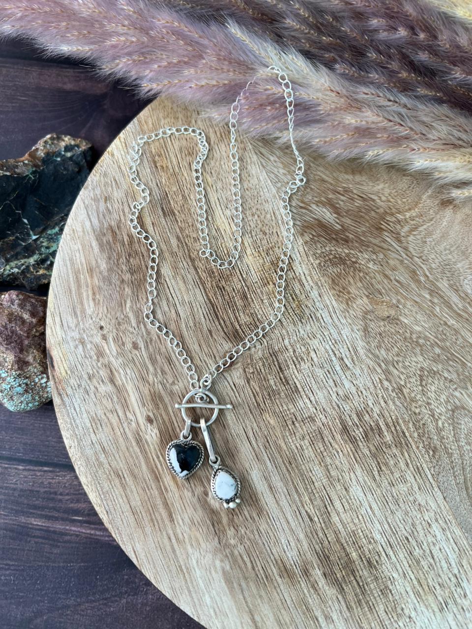 Handmade Sterling Silver White Buffalo Necklace "Signed Nizhoni"