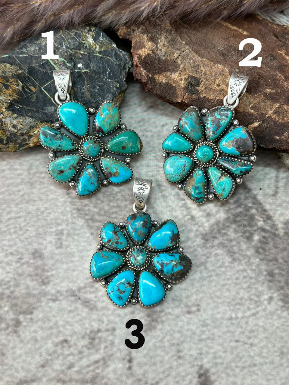 Handmade Sterling Silver Manassa Turquoise Collection: Pendant "Signed Nizhoni"