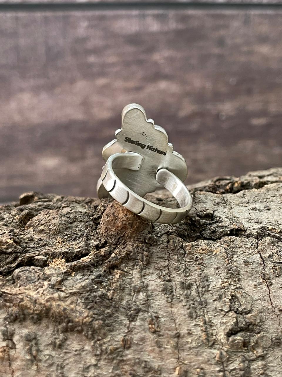 Handmade Sterling Silver Hot Pink Adjustable Ring "Signed Nizhoni"