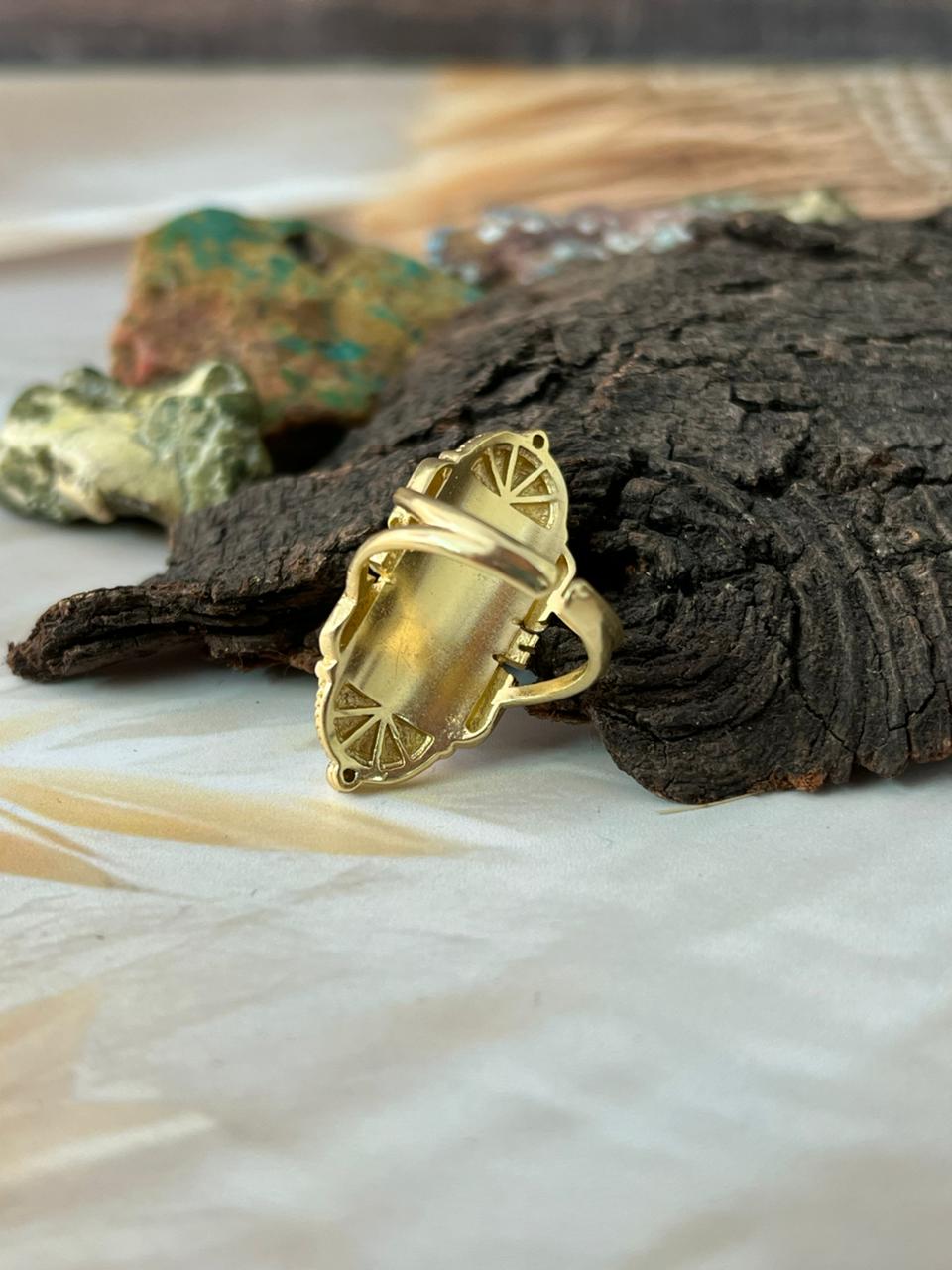The Golden Collection: Handmade Kingman Turquoise Gold Adjustable Ring