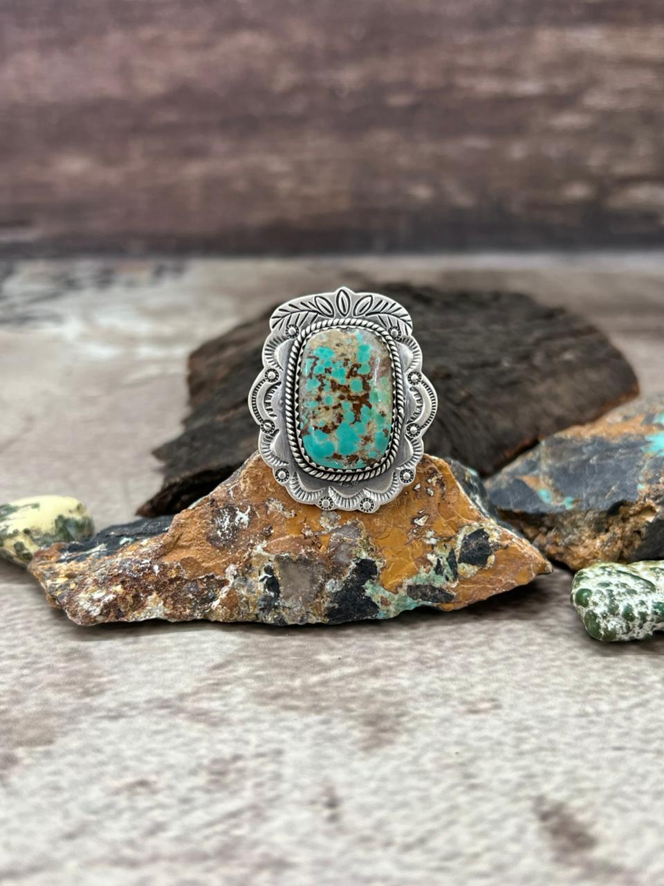 Handmade Sterling Silver Mantis Turquoise Adjustable Ring "Signed Nizhoni"